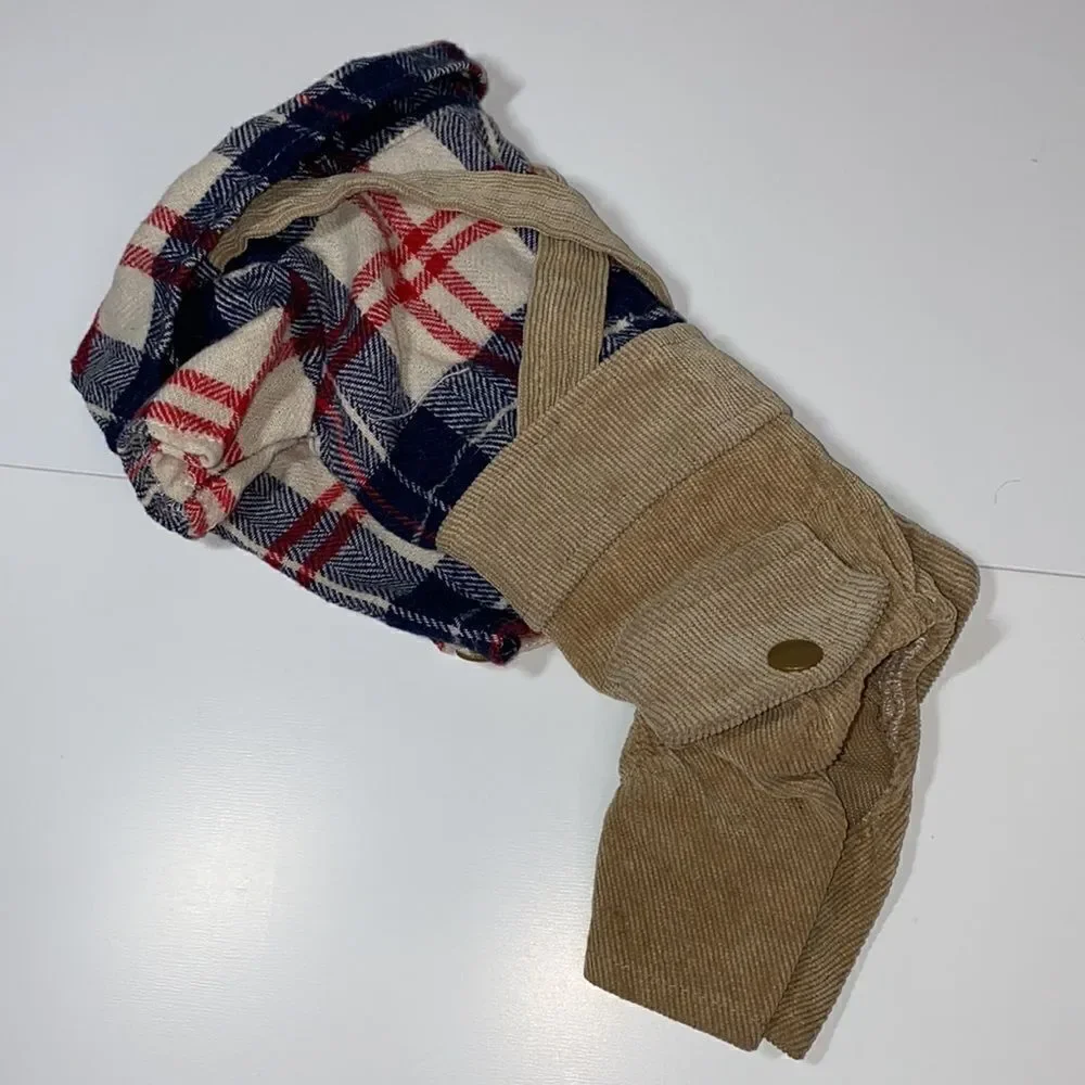 Flannel & Corduroy Dog Overalls Jumpsuit